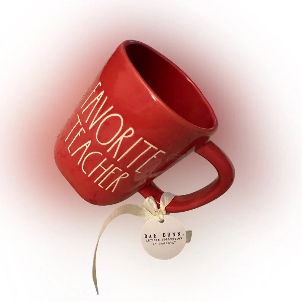 Rae Dunn Favorite Teacher Red Mug Artisan Apple Graphic Coffee Cup